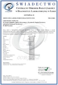 ŚWIADECTWO Laboratorium Analityczne