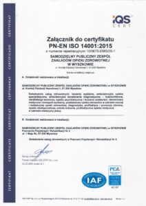 Zał. do certyfikatu PN-EN ISO 14001:2015