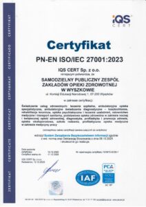 Certyfikat PN-EN ISO/IEC 27001:2023